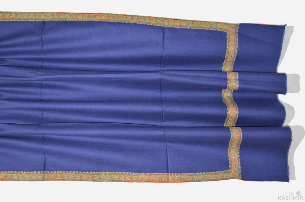 Blue Pashmina Shawl with Beautifully Crafted Border