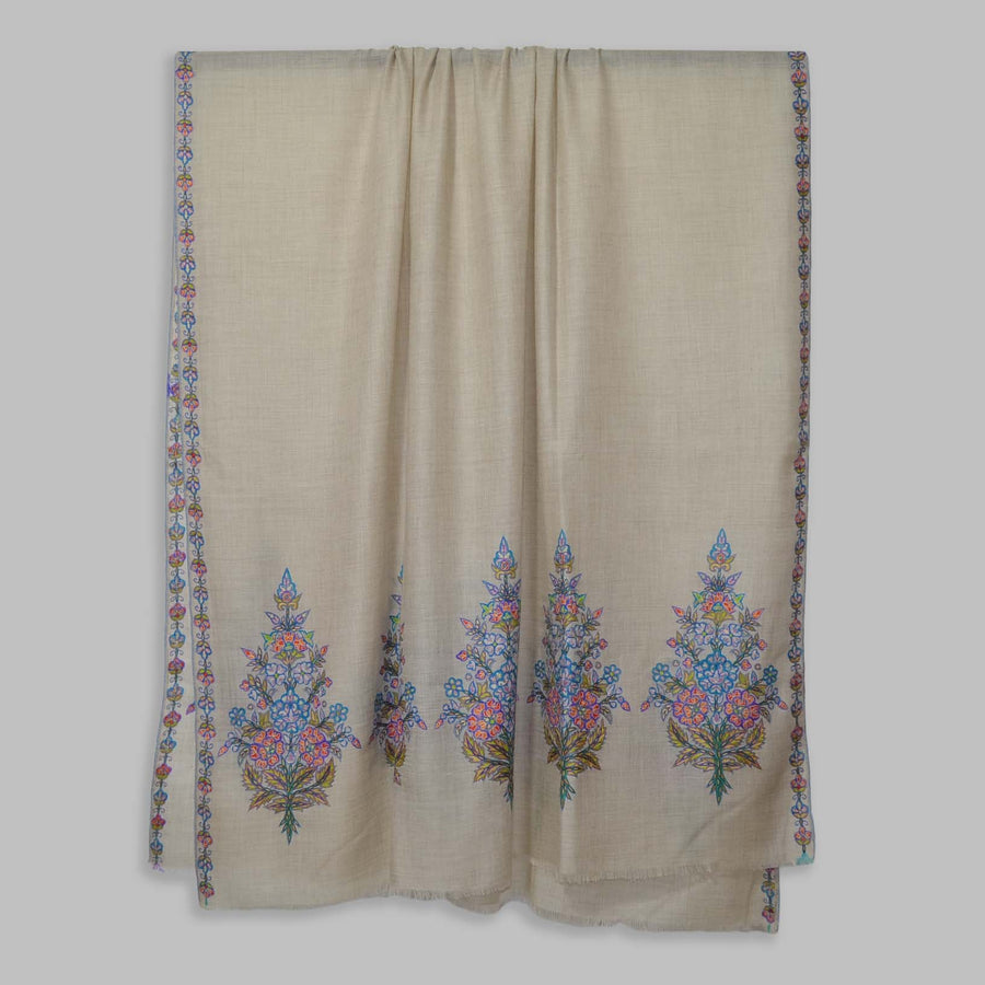 Un Dyed Natural Kalamkari Pashmina Shawl