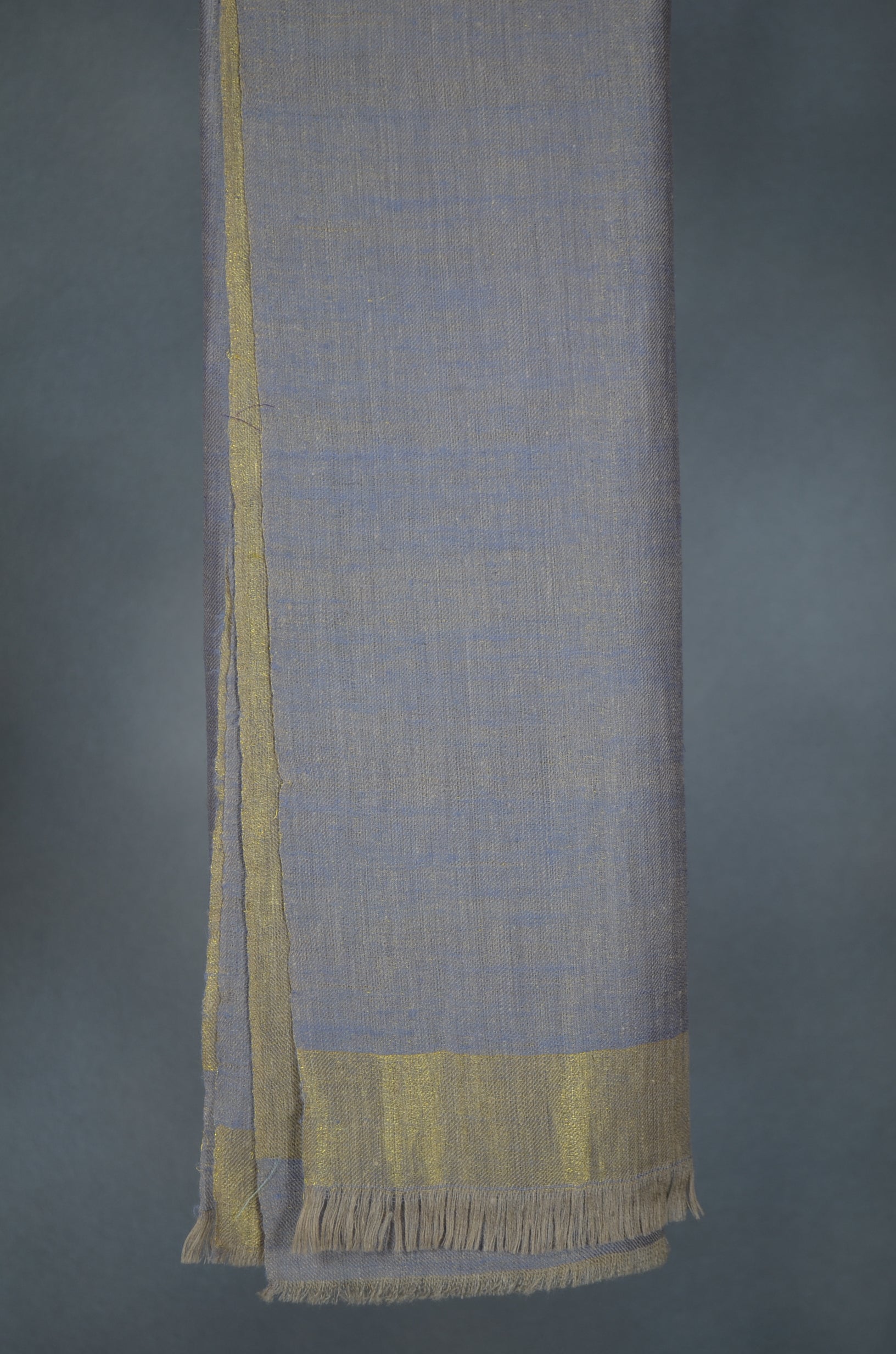 Reversible Cloud and Metallic Golden Handwoven Cashmere Pashmina Scarf