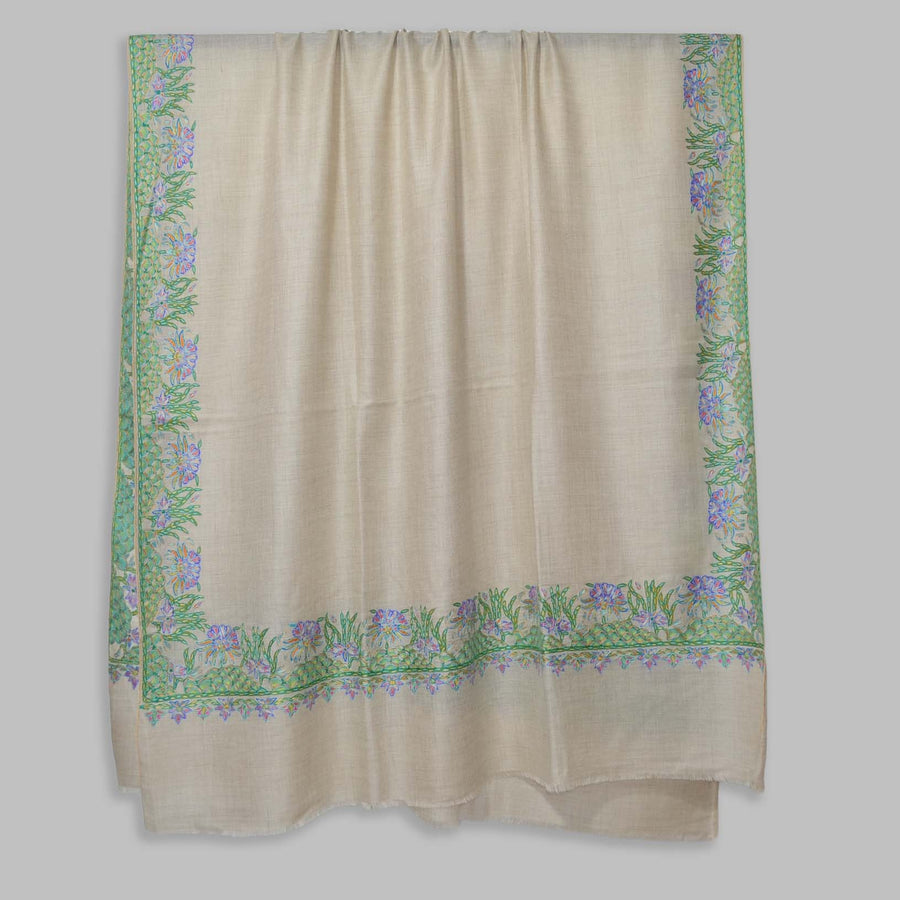 Un Dyed Natural Kalamkari Pashmina Shawl