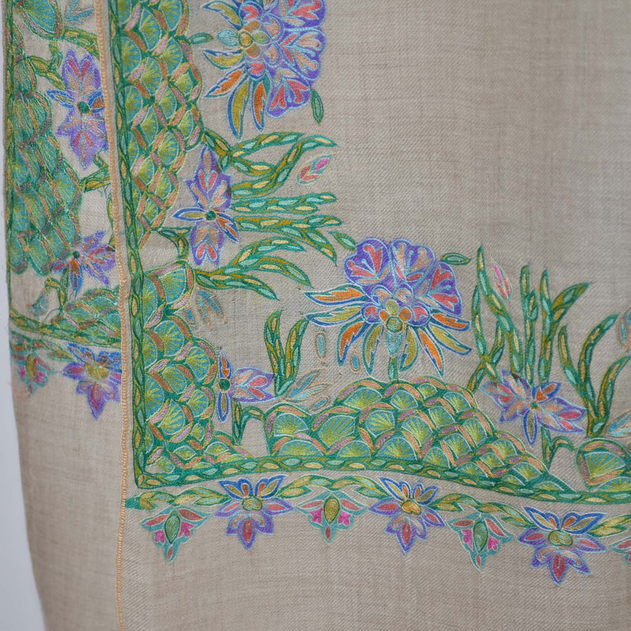 Un Dyed Natural Kalamkari Pashmina Shawl