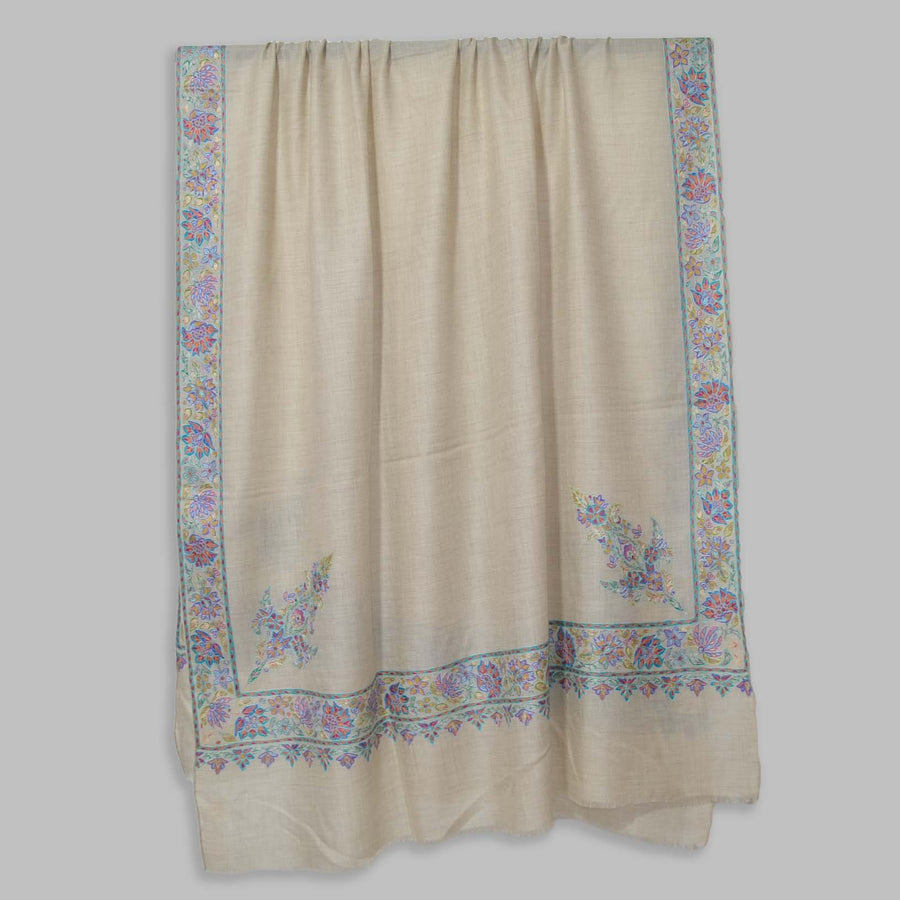 Un Dyed Natural Kalamkari Pashmina Shawl