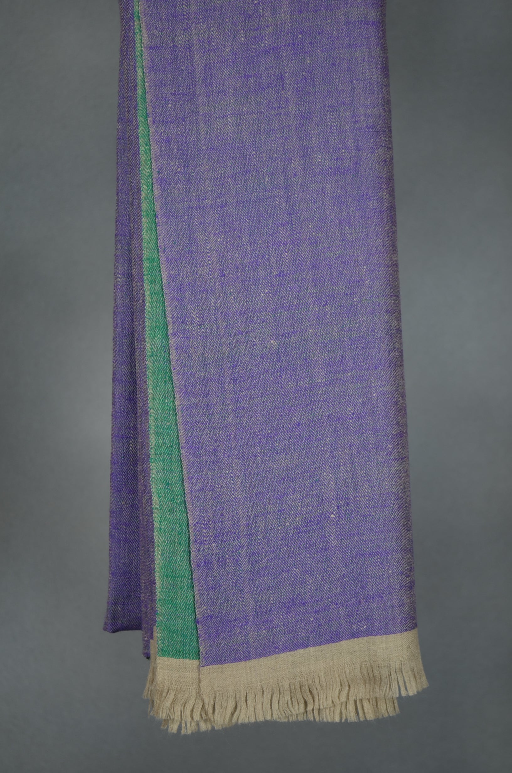 Reversible Purple and Green Handwoven Cashmere Pashmina Shawl
