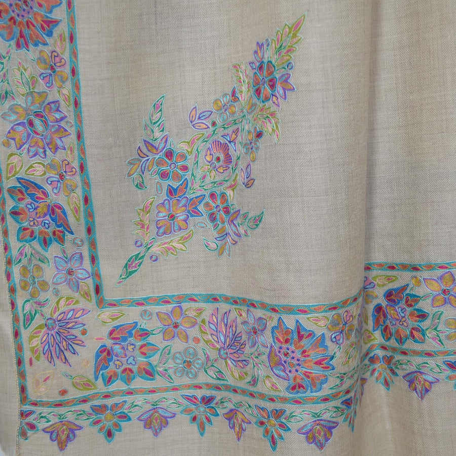 Un Dyed Natural Kalamkari Pashmina Shawl