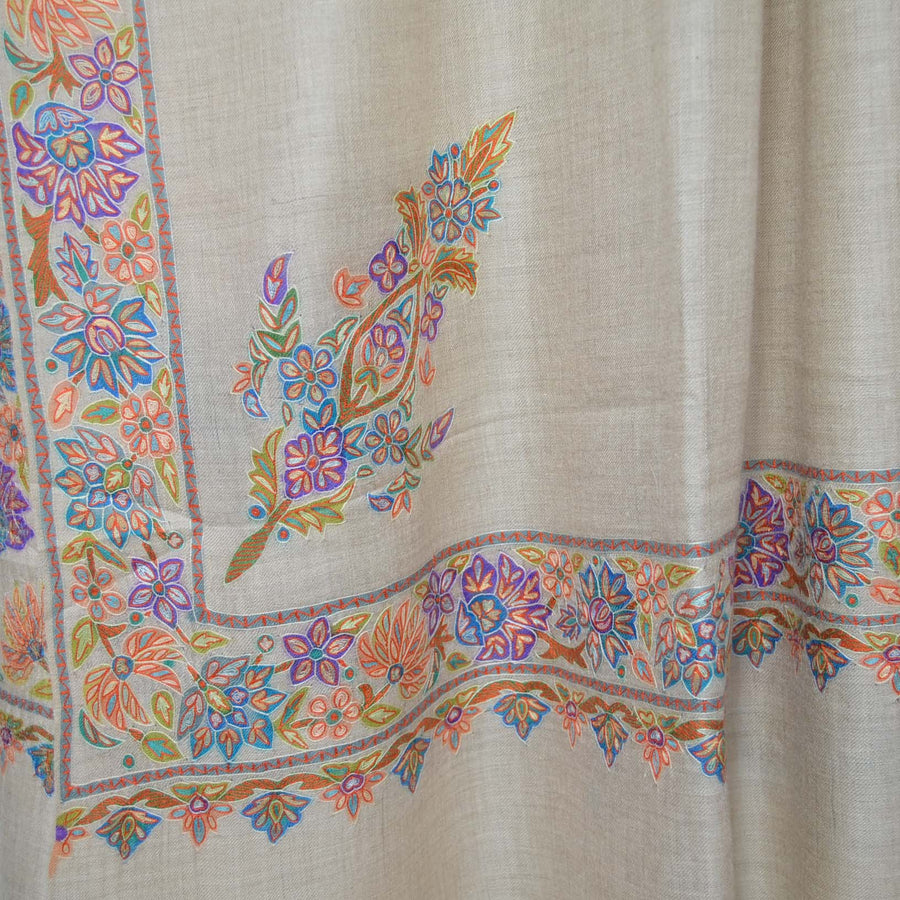 Un Dyed Natural Kalamkari Pashmina Shawl