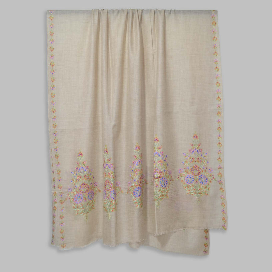 Un Dyed Natural Kalamkari Pashmina Shawl