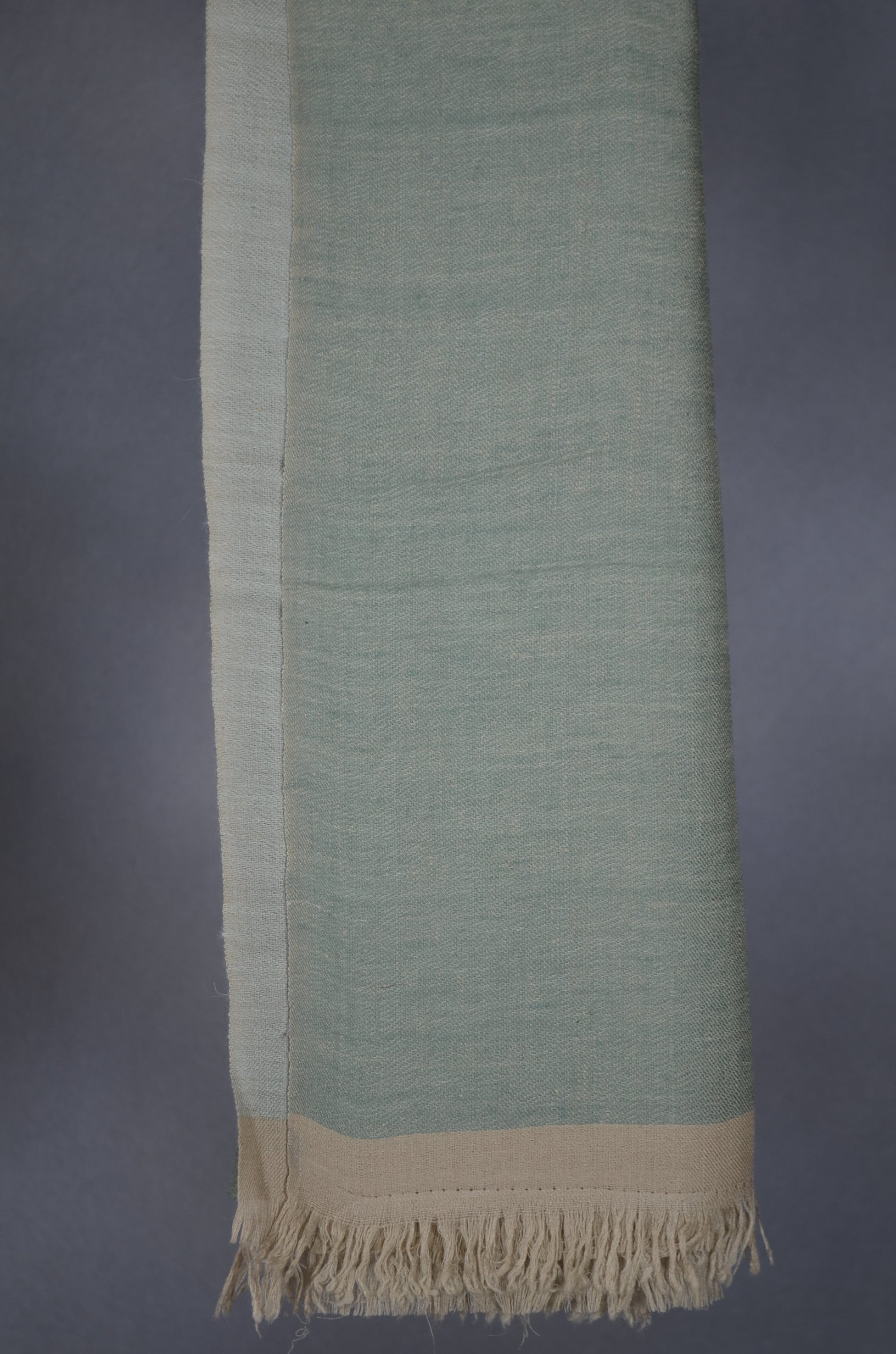Reversible Green and Grey Handwoven Cashmere Pashmina Shawl
