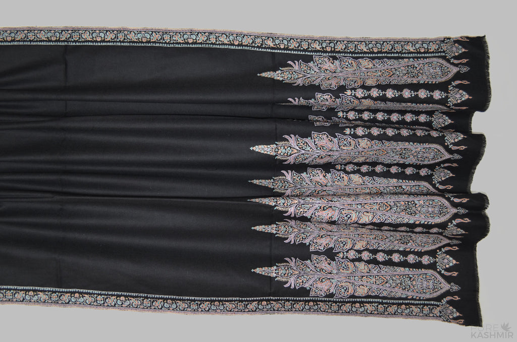 Black Cashmere Pashmina Shawl with Stunningly Pretty Border
