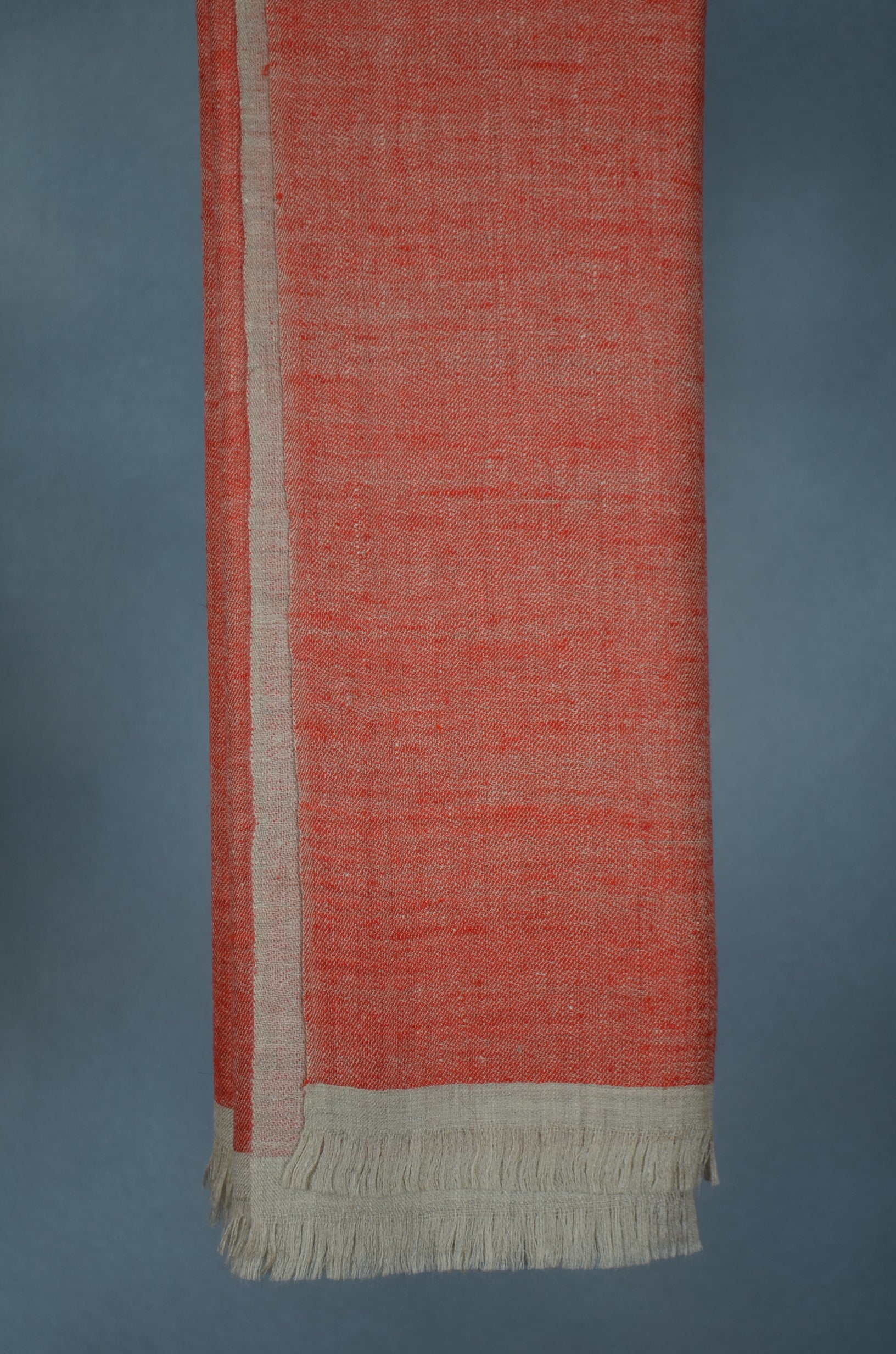 Reversible Orange and Grey Handwoven Cashmere Pashmina Shawl