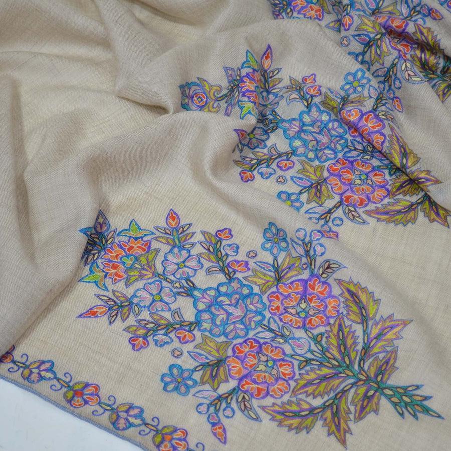 Un Dyed Natural Kalamkari Pashmina Shawl
