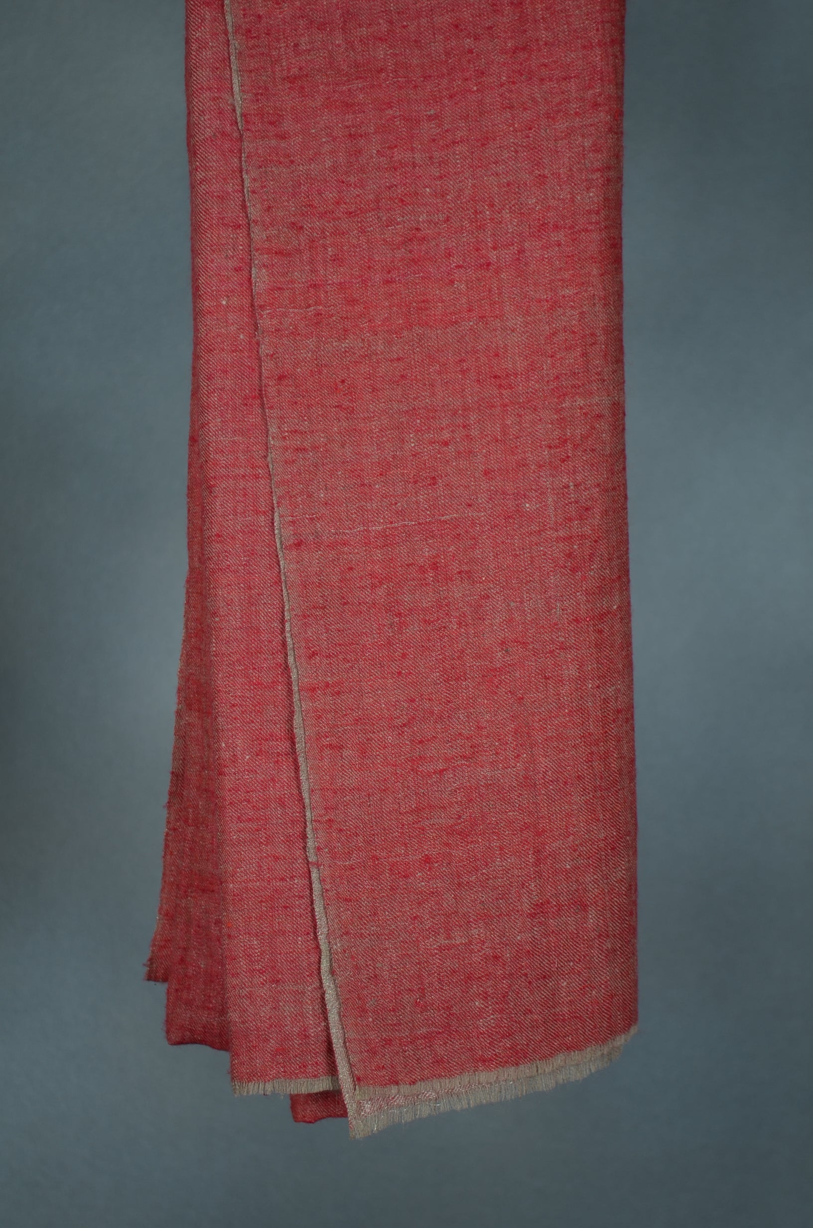 Reversible Red and Metallic Silver Handwoven Cashmere Pashmina Shawl