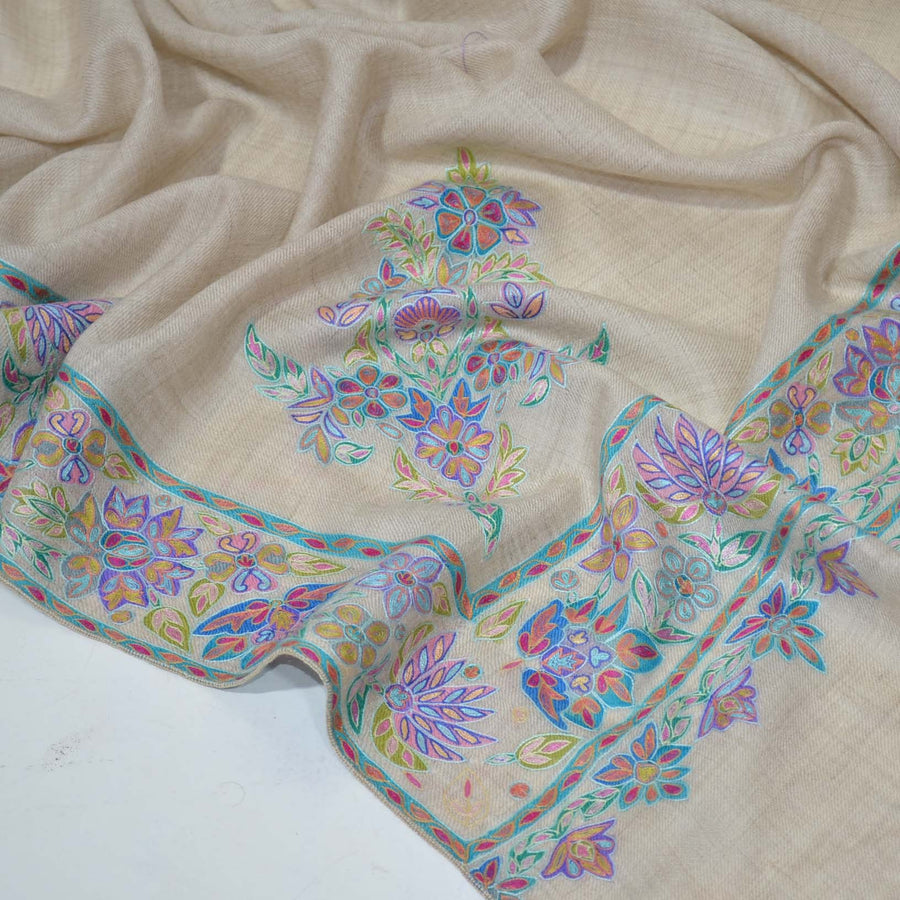 Un Dyed Natural Kalamkari Pashmina Shawl