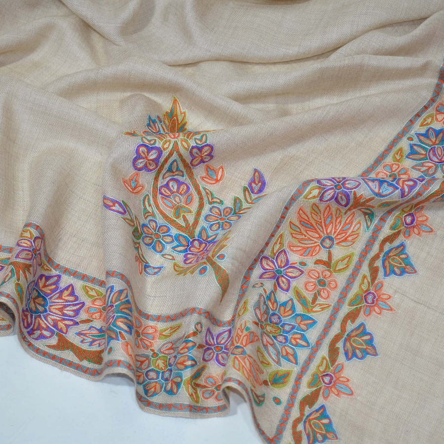 Un Dyed Natural Kalamkari Pashmina Shawl