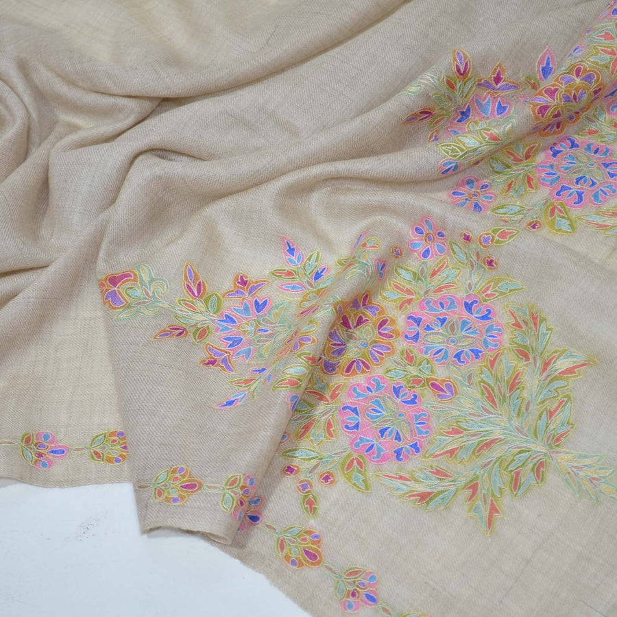 Un Dyed Natural Kalamkari Pashmina Shawl