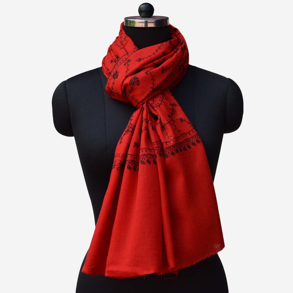 authentic cashmere woolen scarf for women. This needle sozni embroidery makes this scarf luxurious