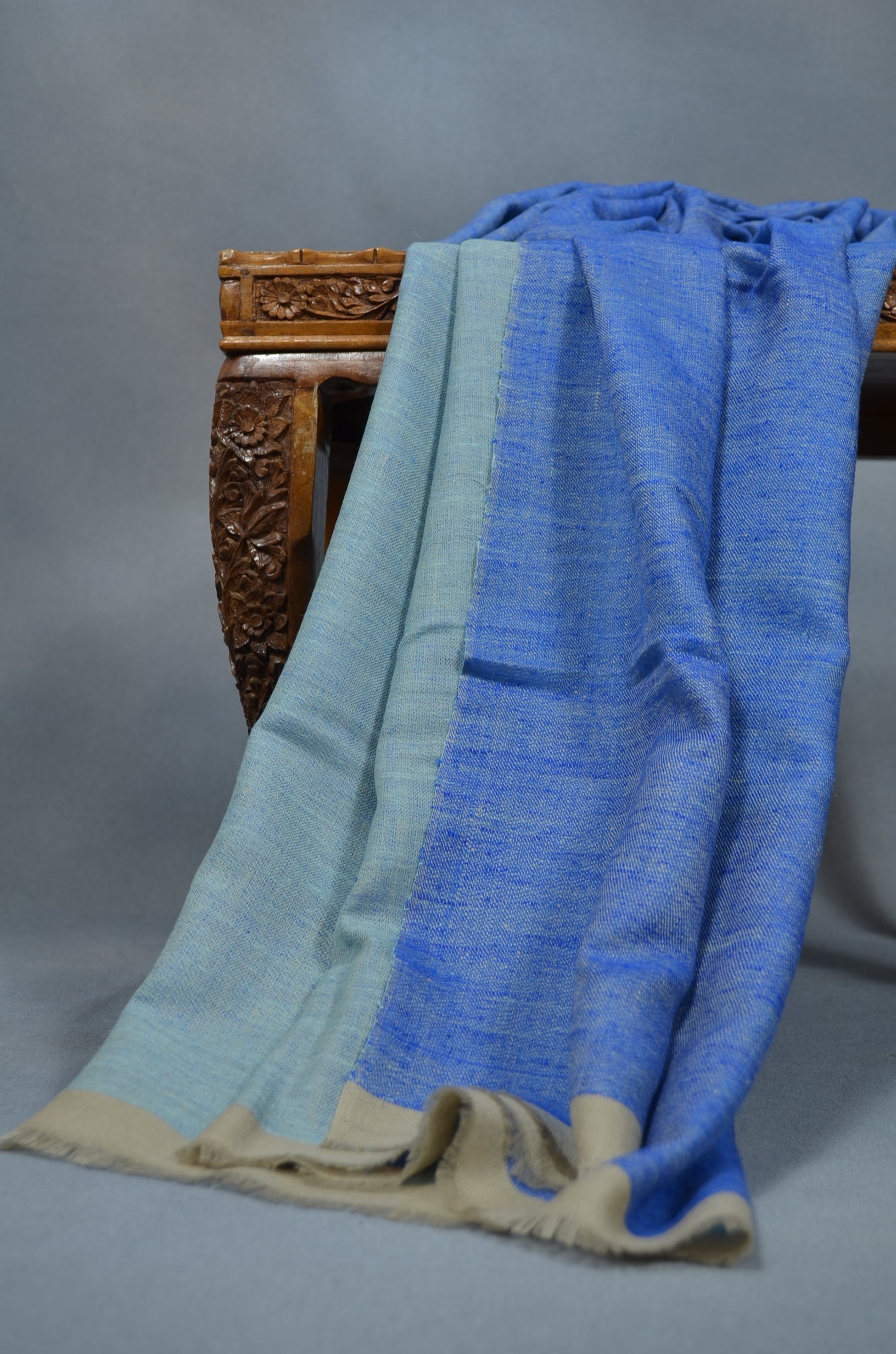 Reversible Turquoise and Blue Handwoven Cashmere Pashmina Scarf/Shawl