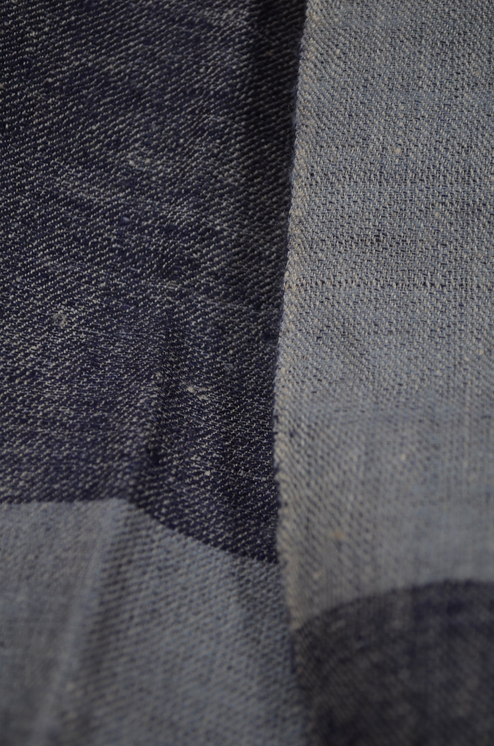 Reversible Dark Navy and Grey Handwoven Cashmere Pashmina Shawl