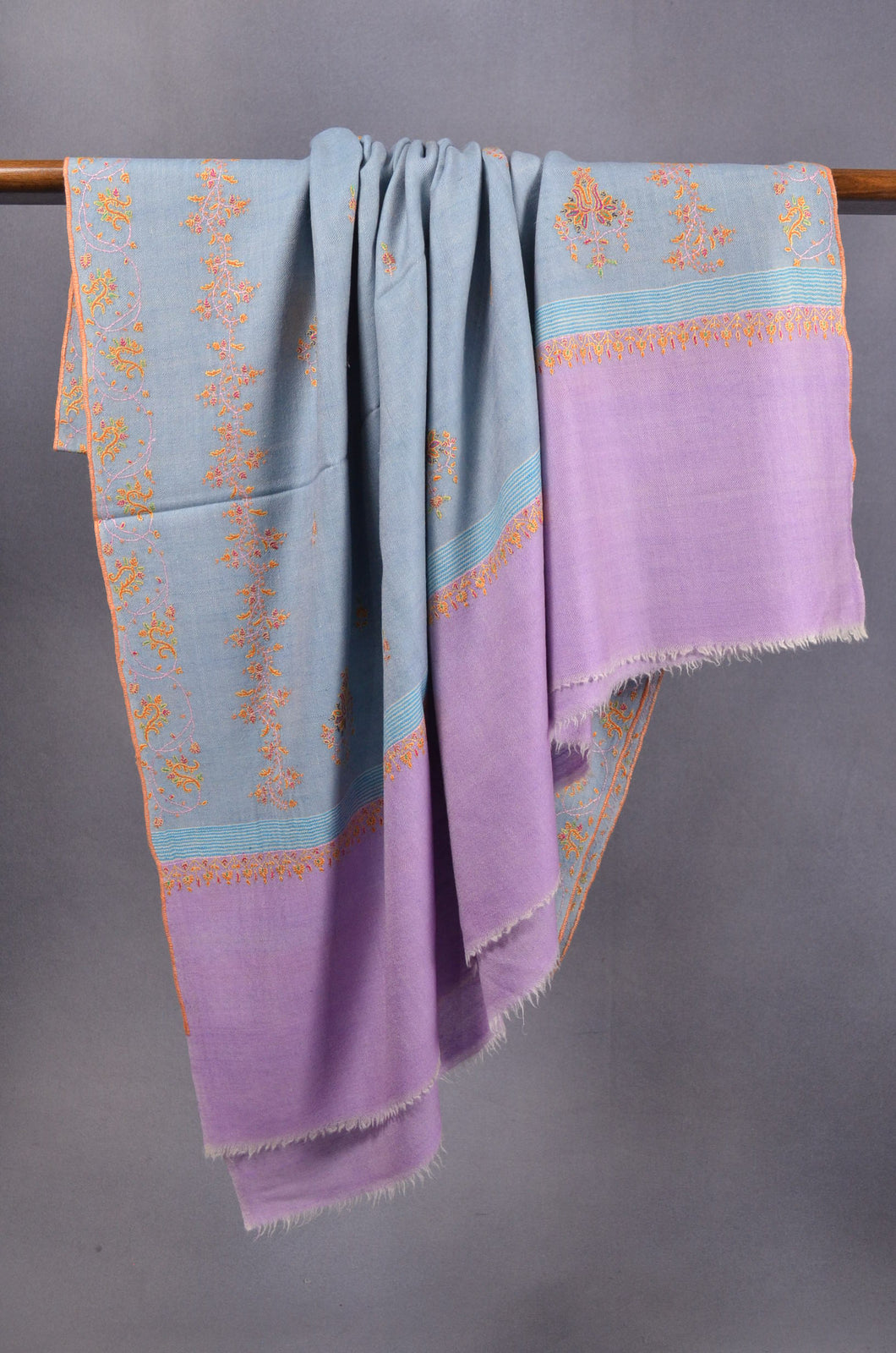 Blue Base Buteh-dar Embroidery Pashmina Cashmere Shawl