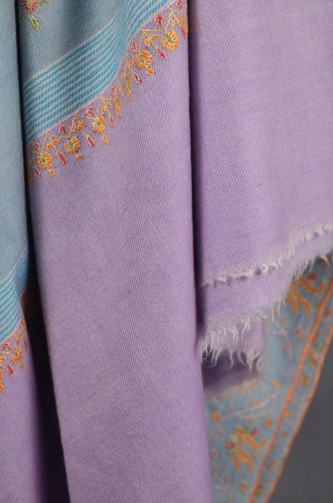 Blue Base Buteh-dar Embroidery Pashmina Cashmere Shawl