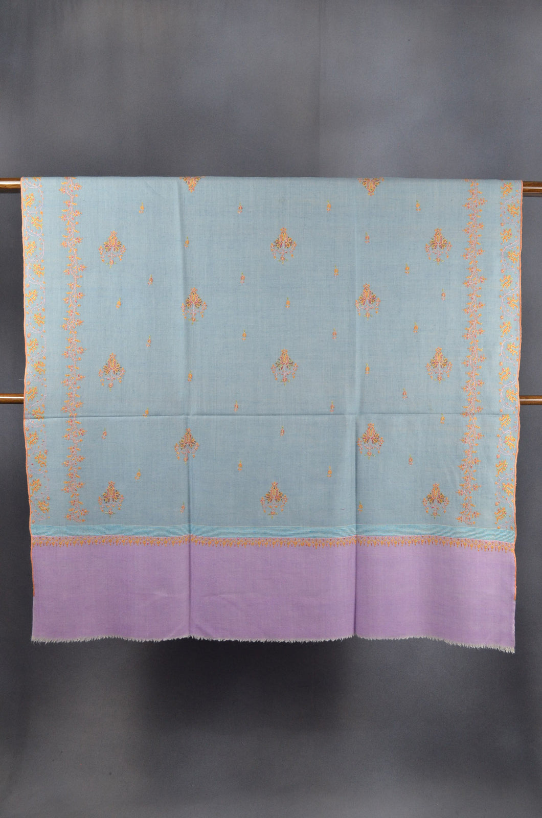 Blue Base Buteh-dar Embroidery Pashmina Cashmere Shawl