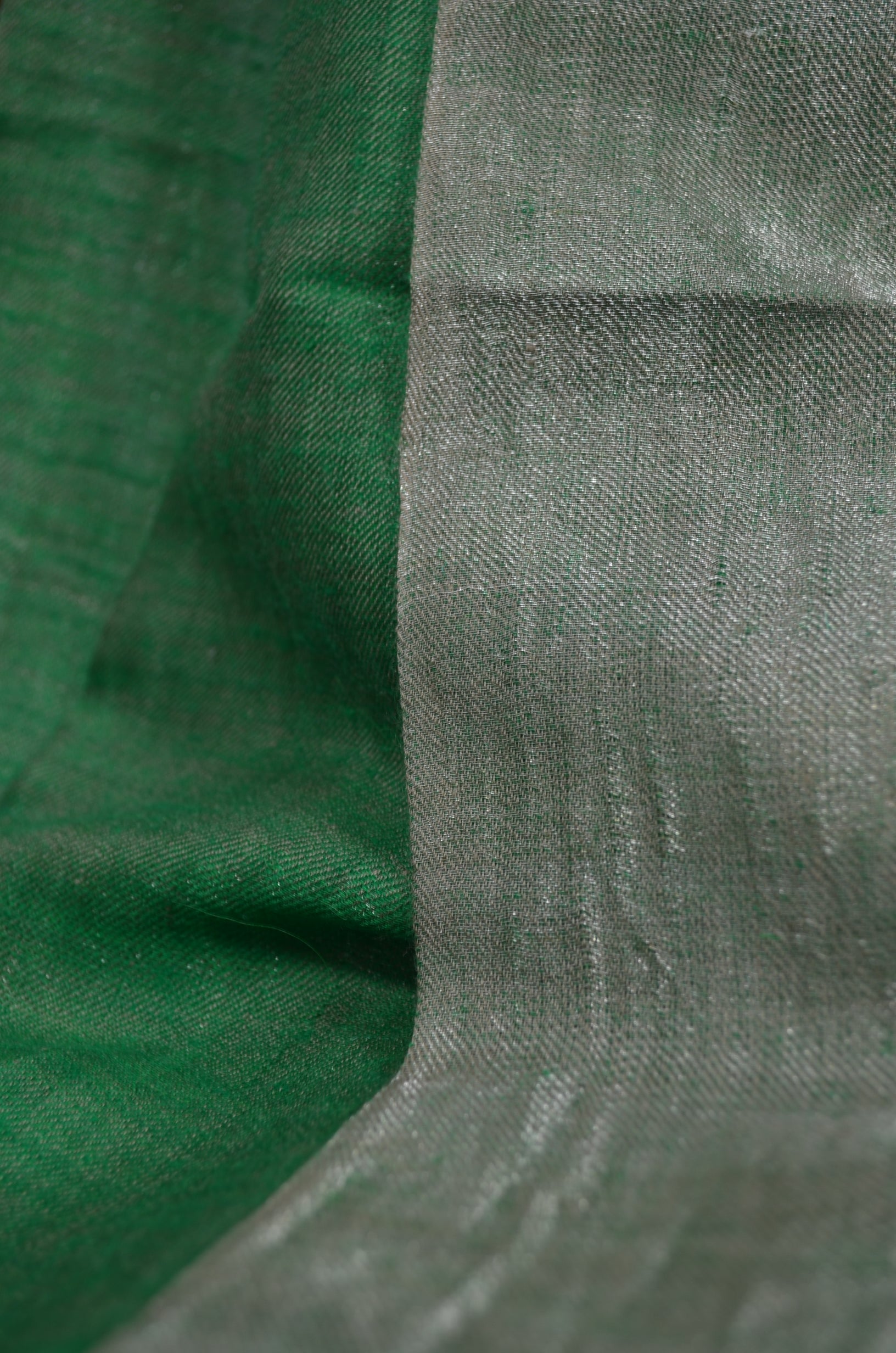 Reversible Metallic Green and Silver Handwoven Cashmere Pashmina Scarf
