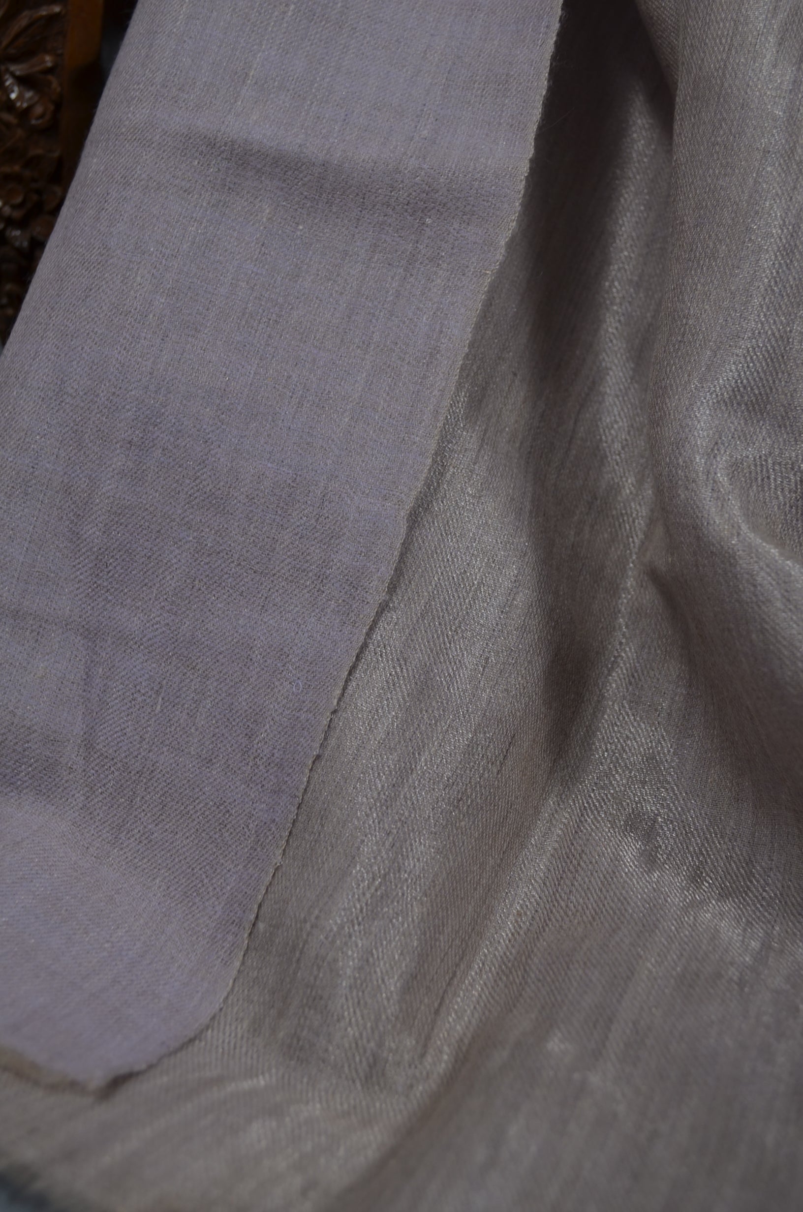 Reversible Lavender and Metallic Silver Handwoven Cashmere Pashmina Shawl