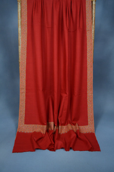 Maroon Big Border Embroidery Cashmere Pashmina Shawl
