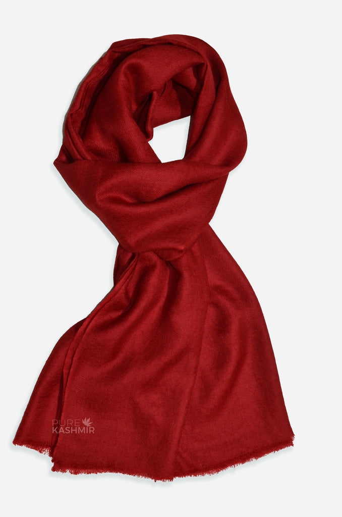 Beautifully light and scrumptiously soft "Wine" Cashmere Scarf is hand woven from the highest grade of 100% pure Cashmere from Kashmir.