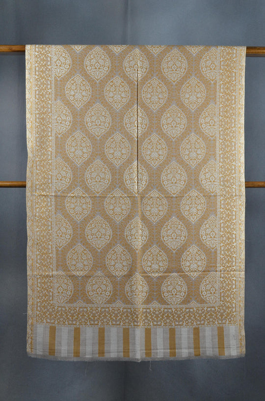 Golden Multicolor Jacquard Kani Pattern Merino Wool Scarf