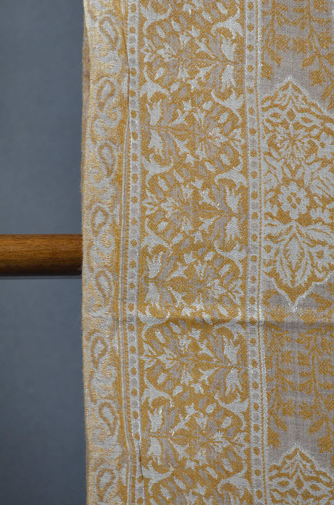Golden Multicolor Jacquard Kani Pattern Merino Wool Scarf