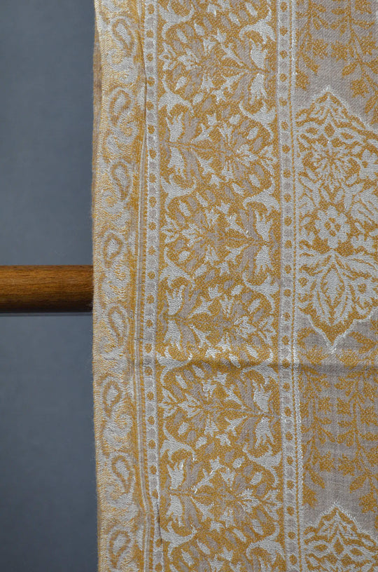 Golden Multicolor Jacquard Kani Pattern Merino Wool Scarf