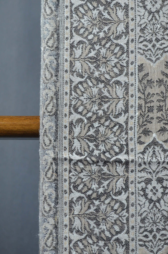 Black Multicolor Jacquard Kani Pattern Merino Wool Scarf