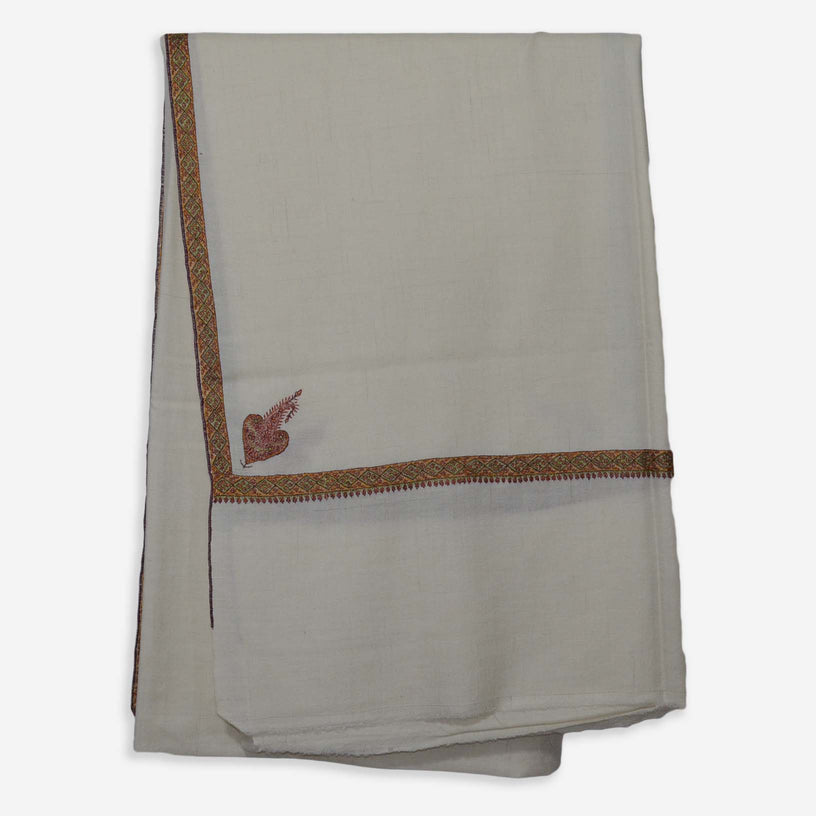 Ivory 3 yard sozni cashmere pashmina travel wrap