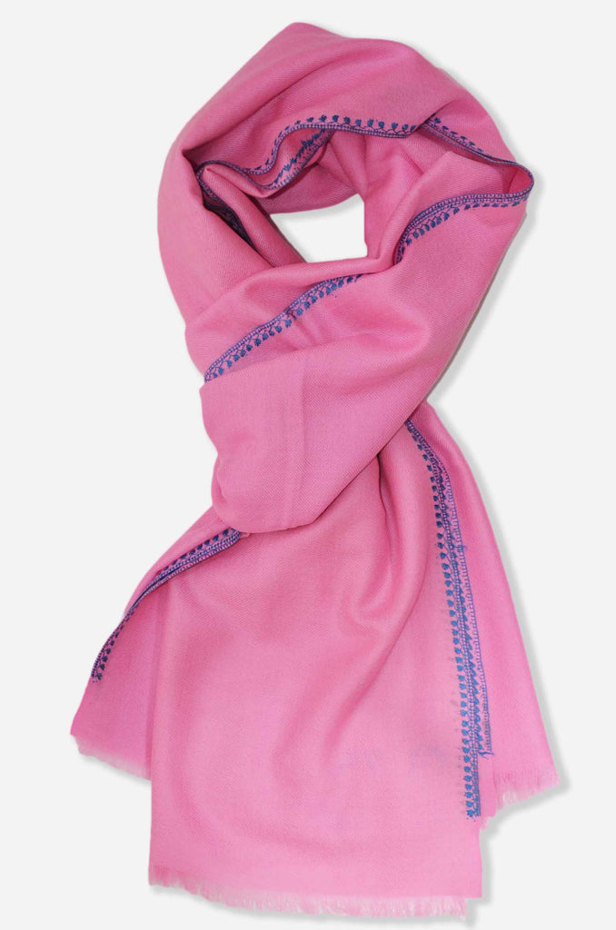 Baby Pink Sozni Embroidery Shawl