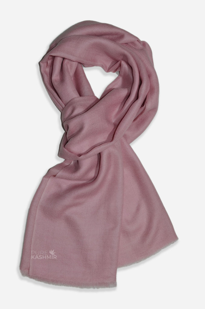 Beautifully light and scrumptiously soft "Baby Pink" Cashmere Scarf is hand woven from the highest grade of 100% pure Cashmere from Kashmir.