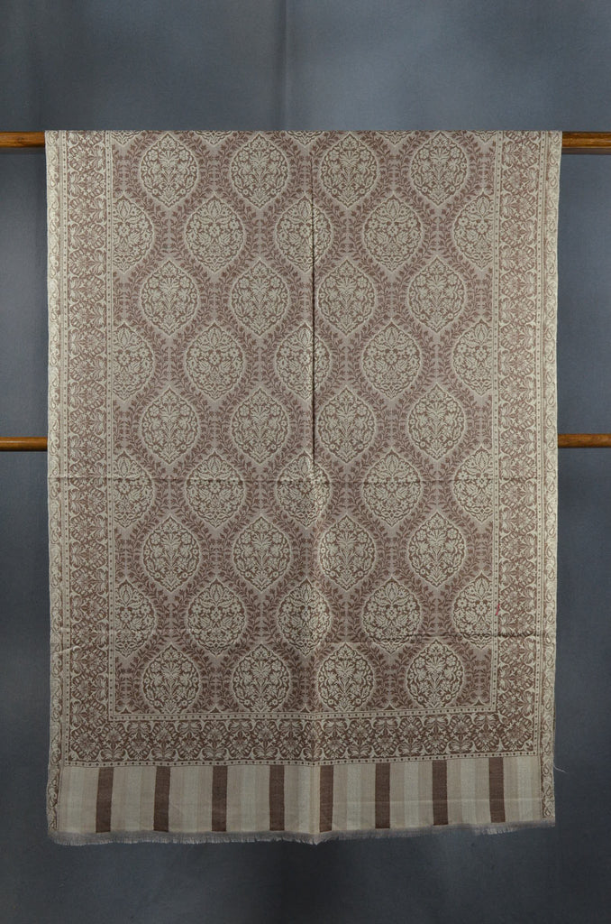 Dark Beige Multicolor Jacquard Kani Pattern Merino Wool Scarf