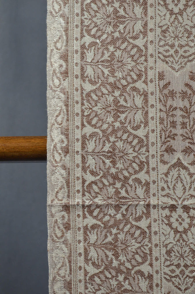 Dark Beige Multicolor Jacquard Kani Pattern Merino Wool Scarf