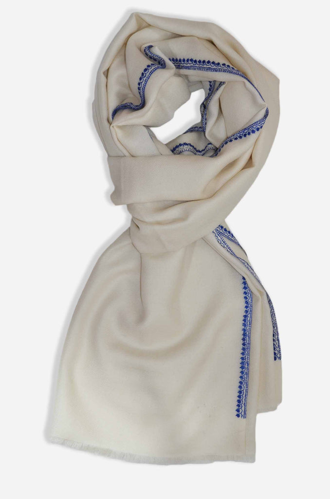 Ivory Sozni Embroidery Shawl