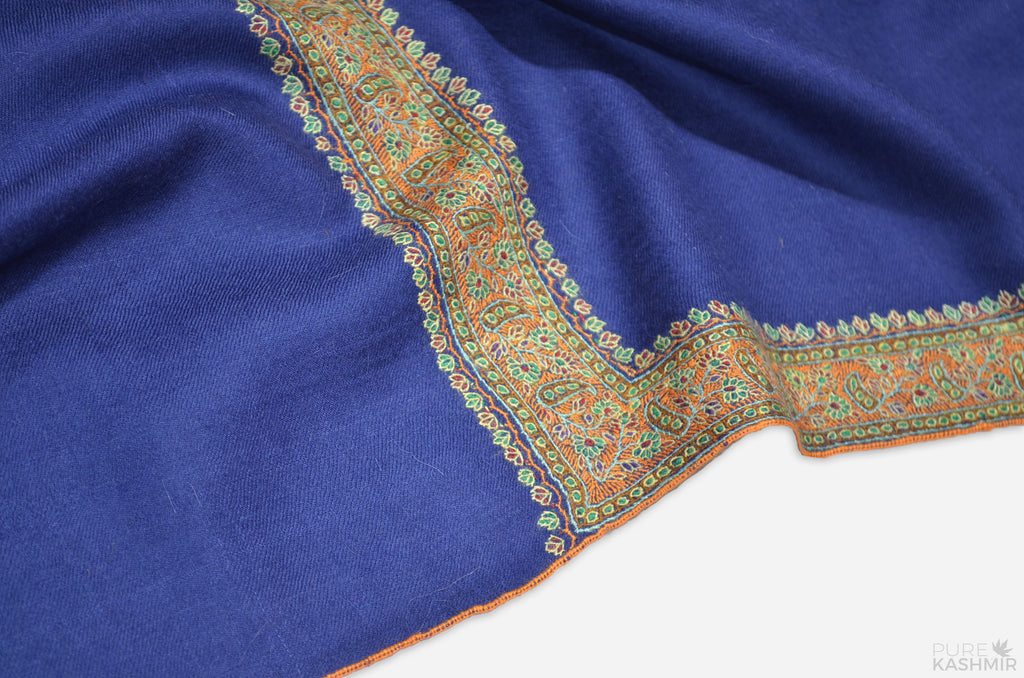 Blue Pashmina Shawl with Beautifully Crafted Border
