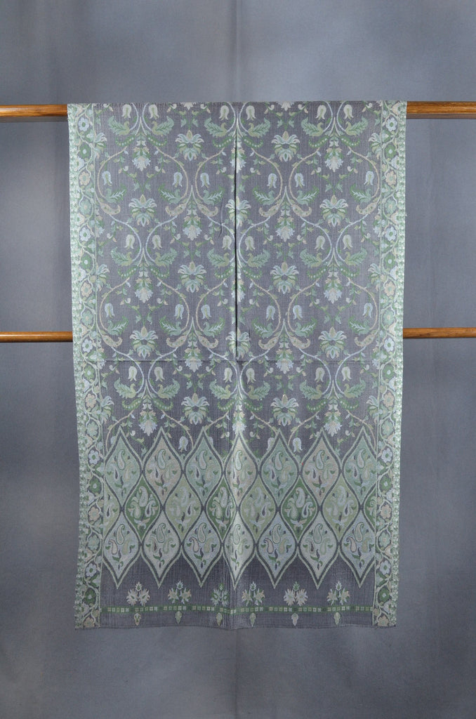 Green Base Multicolor Jacquard Kani Merino Wool Scarf