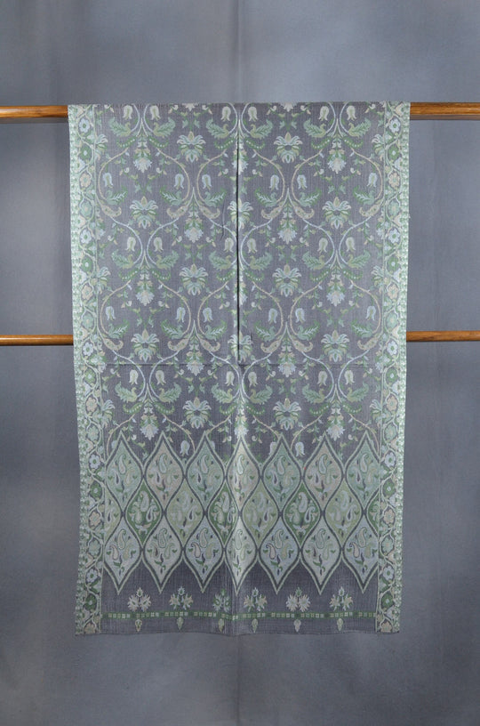 Green Base Multicolor Jacquard Kani Merino Wool Scarf