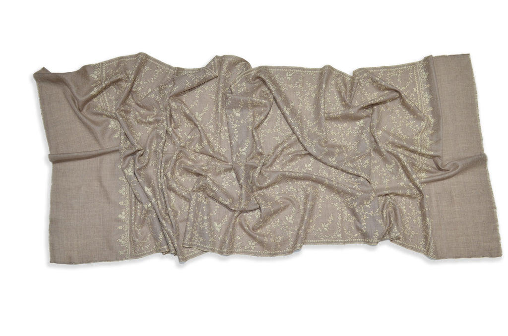 Un-Dyed Natural Jali Cashmere Scarf