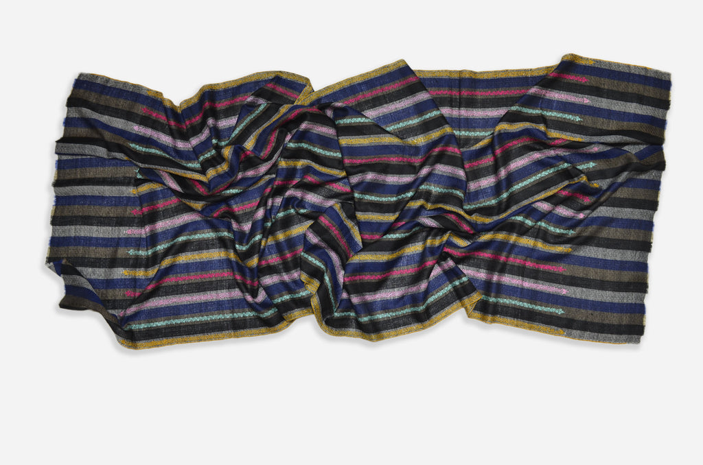 Stripes Jali Cashmere Pashmina Scarf