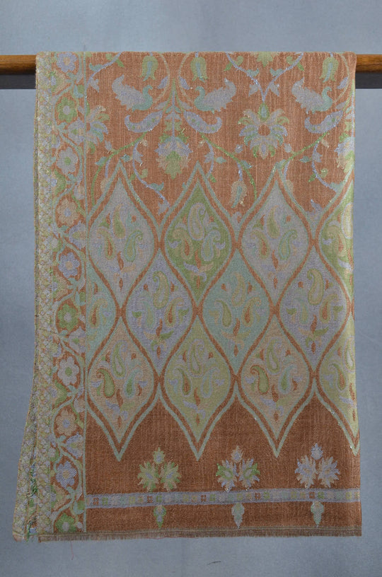 Orange Base Multicolor Jacquard Kani Merino Wool Scarf