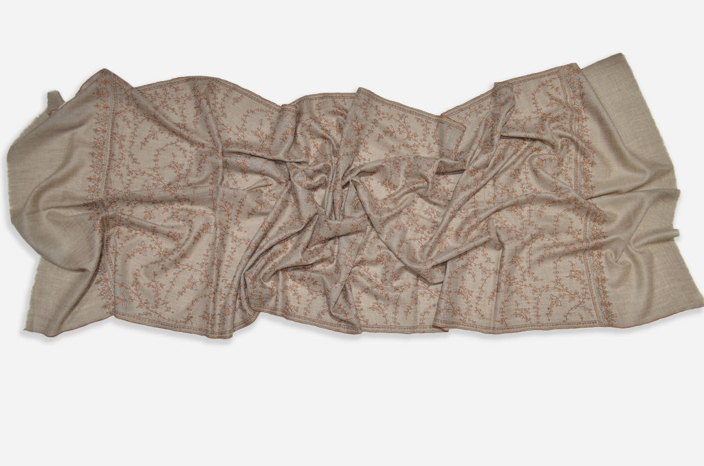 Un-Dyed Natural Jali Cashmere Scarf