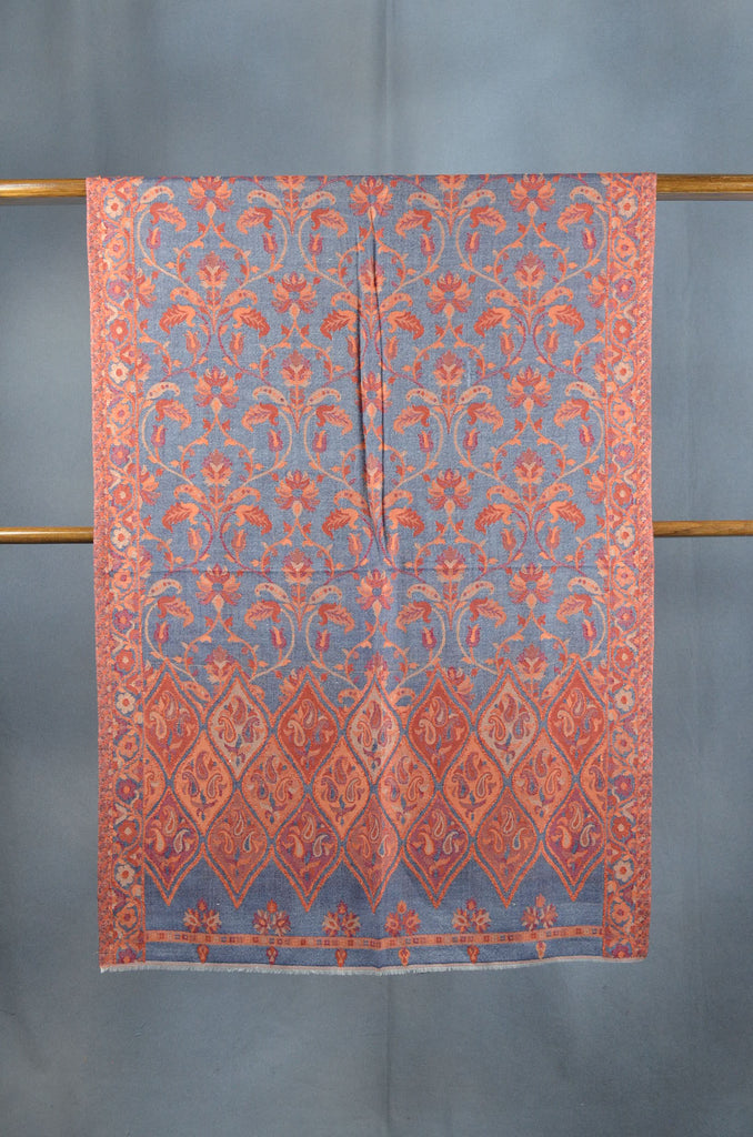 Brick Red Base Multicolor Jacquard Kani Merino Wool Scarf