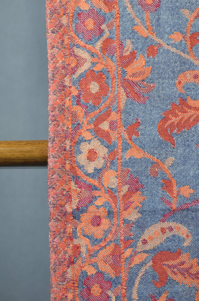 Brick Red Base Multicolor Jacquard Kani Merino Wool Scarf