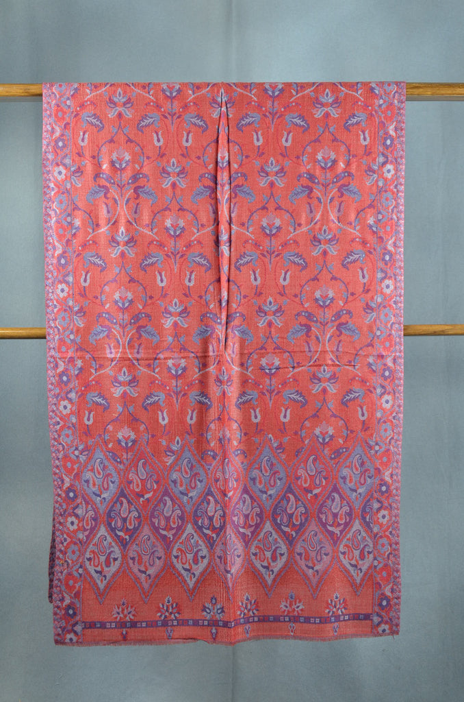 Pink Base Multicolor Jacquard Kani Merino Wool Scarf