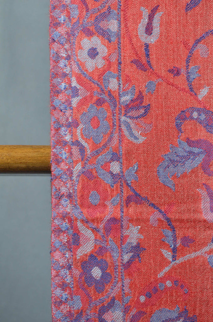 Pink Base Multicolor Jacquard Kani Merino Wool Scarf