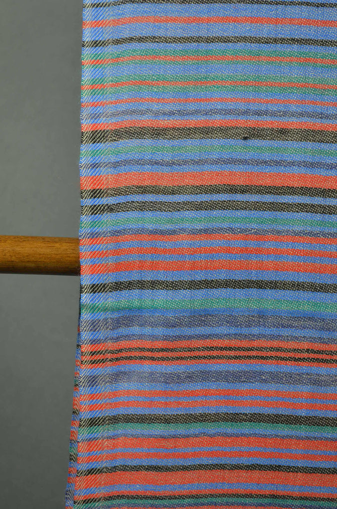 Blue Base Multicolor Stripe Merino Wool Scarf